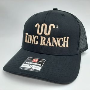 King Ranch Richardson 112 Trucker Mesh Snapback Hat Cap Black Embroidered